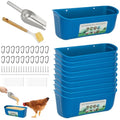 10 Pack Fence Feed Feeder 4.5 Quart Hanging Chicken Feeder Trough with Brush & Scoop Blue Goat Hanging Fence Feeders Feeder with Hooks Screws & Zip Tie for Livestock Feeding Container Goats Supplies - color: Blue, size: 10 Pack