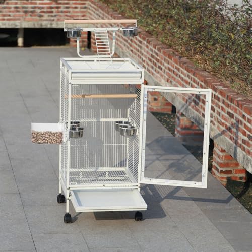 2Pcs Thickened Bird Food Bowl and Transparent Feeding Box for Parrots Plastic Bird Cage Accessories Easy to Install and Clean for Various Pet Birds