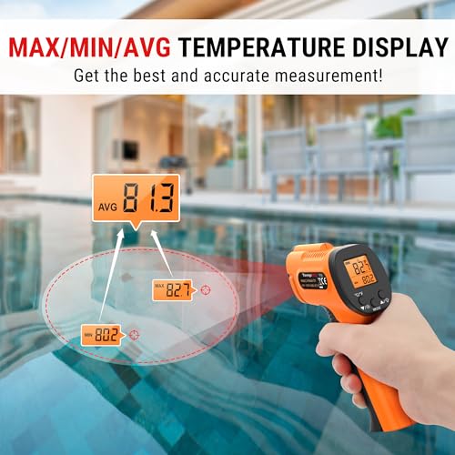 TempPro TempScan Infrared Thermometer Gun for Pizza Oven Griddle HVAC | Temperature Gun with Adjustable Emissivity, Infrared Thermometer for Cooking, Temp Gun with -58~1022°F (Previously ThermoPro) - style: 1 Laser & D:S 12:1