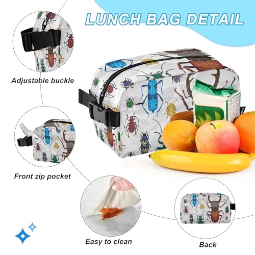 Bugs Small Beetles Insect Backpack with Lunch Bag, School Backpack for Teens Boys Girls Kids Backpacks Set - color: Grey and White
