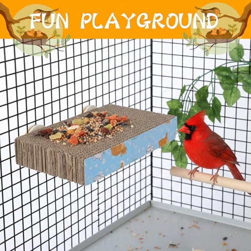 Flat Bird Perch Bird Chew Toy Parrot Perch Stand Platform Paw Grinding Stick Grinding Stand Parrot Cage for Macaws, Small Parakeets, Conures, Budgies (7.2 x 4.7 x 1.1 inches)