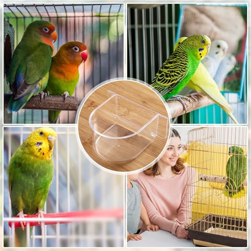 LemonRoad 4 Pcs Clear Bird Cage Feeder Bird Food Water Bowls Dish for Cage Feeding Drinking Seed Container Feeder Cup Plastic Birdcage Tray Replacement Thick Food Trough Box Supply for Parrot Pigeon