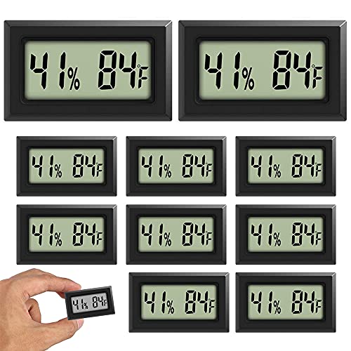 Mini Thermometer Hygrometer, Large Number Fahrenheit LCD Display Digital Temperature Humidity Meters Gauge Indoor for Greenhouse, Garden, Cellar, Fridge (10-Pack) - color: 10-pack
