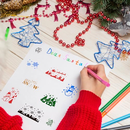 JarThenaAMCS 11 Pcs Winter Wooden Rubber Stamps Snowflake Snowman DIY Craft Stamps for Christmas Xmas Scrapbooking Cards Making - style: Winter