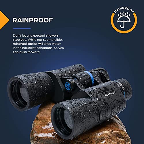 TSO Polar HD 10x50 Binoculars for Adults, Porro Prism, HD Glass, Rainproof, Long Eye Relief for Bird Watching & Wildlife Viewing