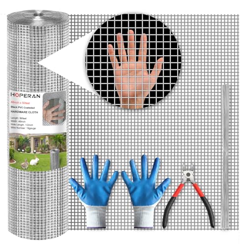 HOPERAN Hardware Cloth 1/2 Inch 48 x 50 ft, 19 Gauge Chicken Wire Fencing | Hot Dipped Galvanized After Welding, Rust resistant, Heavy-duty, for Garden Fencing Gopher Wire Rabbit Cage Poultry Netting - size: 1/2inch 48in*50ft