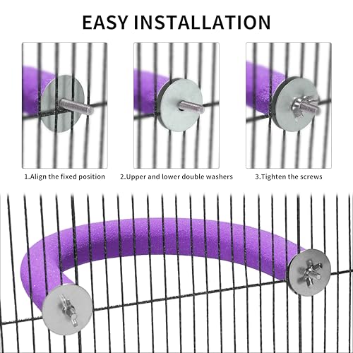 FrgKbTm U Shape Parrot Perch Stand Toy Bird Platform Sand Paw Grinding Clean Stick Exercise Conure Budgie Cockatiel Cage Accessories (Purple)