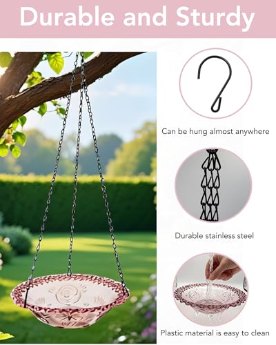 2 Pack Hanging Bird Baths and Feeders for Outdoors, Plastic Bird Bath Bowl & Hanging Feeder for Garden Yard Decor,Lilac Purple - color: Lilac Purple