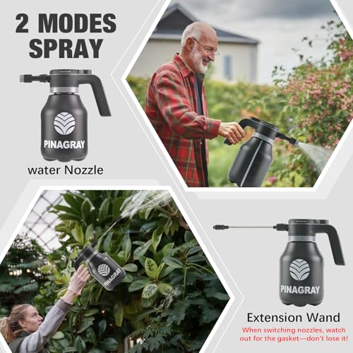 2L/0.5Gallon Electric Water Sprayer - Rechargeable Battery Powered Mister for Plants, Weeds, Cleaning & pet Cooling, Handheld Sprayer with Nozzle and Extension Wand
