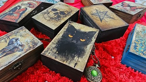 RK Collections Gothic Celestial Black Magic Wooden Boxes (Black Cat) - style: Black Cat