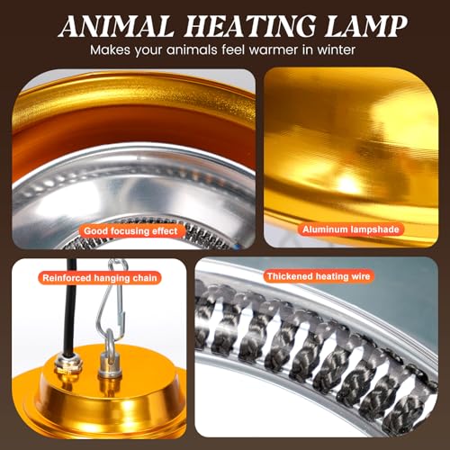 Chicken Heat Lamp Chick Brooder Chickens Coop Heater | Waterproof Heating Lamp for Outdoor & Indoor, 300W Heater for Dog Rabbit Duck Chicken Piglet Goat, 2 adjustable heat settings
