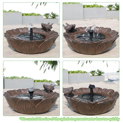 Solar Bird Bath Fountain,Sunflower with Resting Bird,Solar Powered with 3 Nozzles,Outdoor Garden Bird Bath,Solar Water Fountain for Bird Bath,Hummingbird Bird Bath for Outdoor