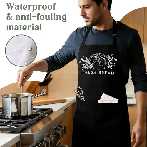 Fresh Bread Sourdough Apron for Women with Large Pockets - Funny Baking Aprons, Adjustable Professional Kitchen Apron for Bread Making, Grilling - Unique Sourdough Gifts for Bakers & Moms - C21 - color: Fresh Bread
