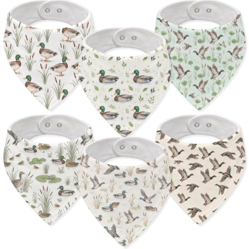 Baby Organic Cotton Teething Cloth Newborn Baby Burp Cloth Bandana Drool Cloth for Drooling Cotton Baby Gifts - color: Mallard Duck