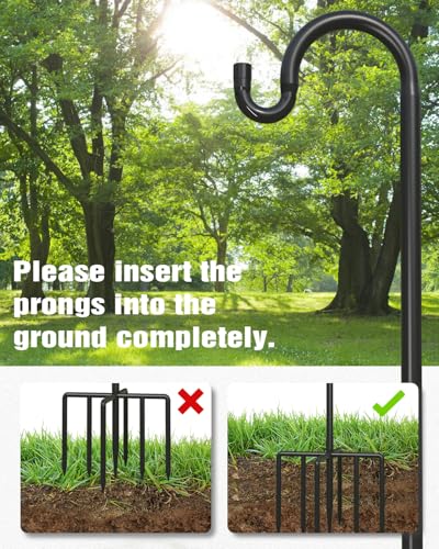2 Pack 76 Inch Adjustable Metal Shepherd Hooks for Bird Feeder Outdoor | Heavy Duty Bird Feeder Hanger with 7 Prongs Base, for Hanging Lantern, Hummingbird Feeder, Lightweight Plant, Wind Chime - size: 2Pack 76 Inch