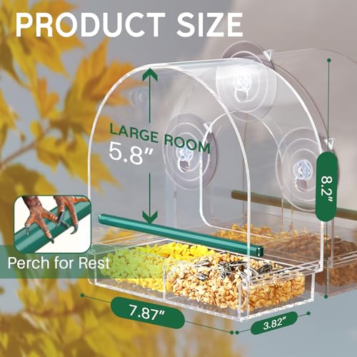 SUNALLY Window Bird Feeder Outdoors, Clear Feeders for Hummingbird Watching | Transparent Feeders with Strong Suction Cups, Outside Hummingbird, Bird Watching for Garden, Yard, Elderly Kids, Cats Viewing - style: Style 4