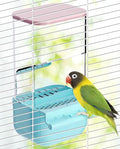 BNOSDM No Mess Bird Cage Feeders Automatic Bird Feeder Parrot Cage Accessories Transparent Seed Food Container with Perch for Finches, Parakeets, Budgies, Lovebirds, Cockatoos, Canaries (Blue) - color: Blue