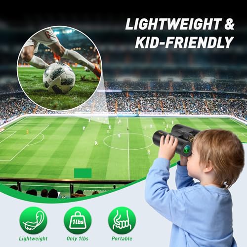 12x42 HD Compact Binoculars for Adults High Powered, for Bird Watching | Large View Binoculars with Clear Low Light Night Vision, Waterproof Binoculars for Hunting Hiking Travel Sport Gift for Men