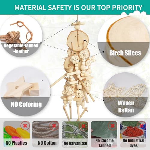 Natural Wood Bird Chew Toy for Cockatiels, Parakeets, Conures, Budgies & Lovebirds – Wooden Shredder and Foraging Bird Toys for Cage Enrichment - style: Birch Wood