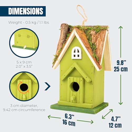 MEKKAPRO Bird House for Outside - Decorative Hanging Birdhouses for Outdoors, Birdhouse with Easy Clean Out Door, Hand-Painted Birdhouses for Chickadees, Wrens, Nuthatches, and Titmice