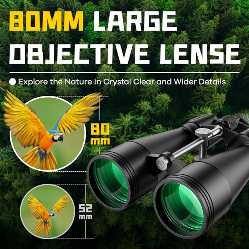 15-35x80 Astronomy Binoculars for Adults, High Powered 35x Zoom HD for Stargazing & Bird Watching, Waterproof Binocular with Tripod Adapter, Ideal Essentials for Cruise Ship, Travel, Camping, Hunting