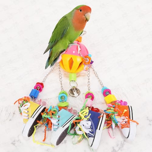 Small and Medium-Sized Bird Toys, Parrot Chewing Sneakers Acrylic Amazon Parrot, Love Birds, Parrot, Parrot, Bell Ball Birdcage Toys.