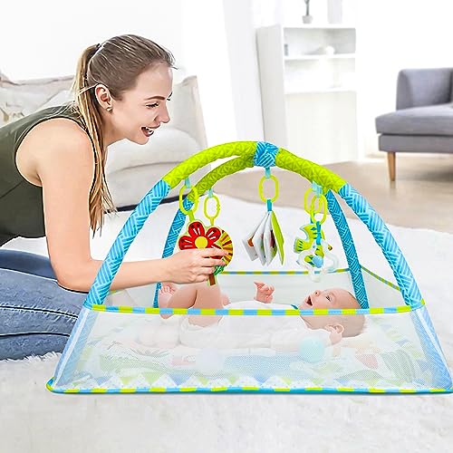 Dr.Rapeti Baby Play Mat, Baby Play Gym, Playmat & Floor Gyms, Baby Ball Pit | 32x32inches Activity Gym Mat, Play Mat with Play Arch, Thick Non Toxic Playmats, Sensory Exploration Motor Skill Development - size: 32*32inch