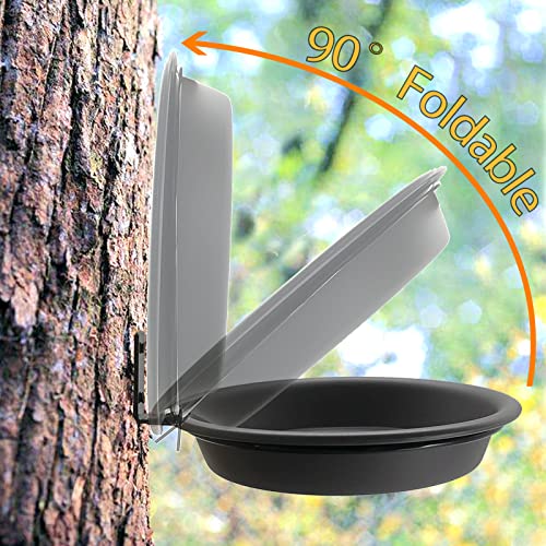2 Bird Feeders Tree Mounted with Heavy Duty Sturdy Steel, 9.15” in Diameter×1.53" Deep Dark Brown Bird Bath Tray,Installed on Wooden Fences, Trees, Deck,Indoor and Outdoor Walls