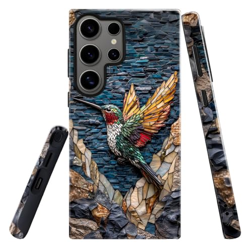 Compatible with Samsung Galaxy S23 Ultra Case,Glossy Case All-Round Protection Shockproof Anti-Scratches TPU Cover,Cases for Man Woman-Hummingbird Stained Glass - color: Hummingbird Stained Glass, size: Galaxy S23 Ultra
