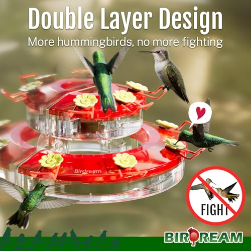 Birdream Window Hummingbird Feeders for Outdoors, with Strong Suction Cups & 7 Feeding Ports, Easy to Use and Maintain, Gift for Bird Lover, Plastic Bird Feeder, 1 Pack, 10oz - Red - size: 1 Pack