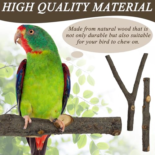 2 Pcs Parrot Perch Stand, Strong Suction Cup Bird Perch, Movable Perch Stand Bird Training Set, for Window Mirror Car Shower Ceramic Tiles Bath Wood Training Perch, for Bird, Cockatoo, Macaw, Parakeet