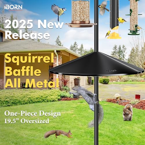 iBorn Squirrel Baffle for Bird Feeder Pole, 19.6” Oversized Squirrel Guard Baffle,All Metal Bird Feeder for Outdoors Protector, Pack of 2, Black - color: Black Powder Coating, All Metal, Pack Of 2
