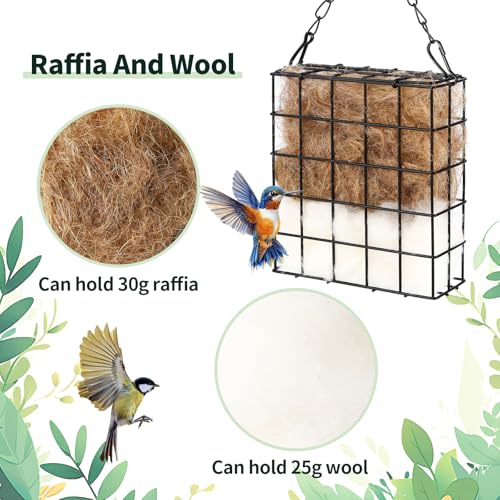 2Pcs Hummingbird Nesting Material Cage Holder with Natural Mixing Cotton Material, Refillable for Bird Lover Hummingbird House
