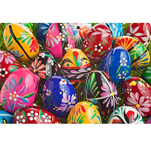 Decorative Wooden Easter Eggs Set of 3 Medium, Hand Painted Eggs and Small Easter Egg for Spring Tabletop Display and Festive Home Decor - size: Set of 3 Medium