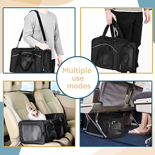 Petsfit Two-Way Placement Pet Carrier Airline Approved, Cat Carriers for Kittens, Puppies,Rabbit,Hamsters, Washable,Black - color: Black, size: 19.0"L x 9.5"W x 12.0"H