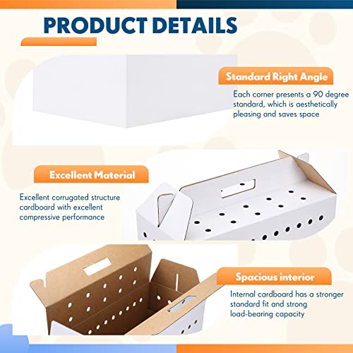 Kisston 12 Pieces Cardboard Pet Carriers 17.5 x 8.5 x 15 Inches for Small Animals Cat Hamster Guinea Pig Rabbit Bird Travel Box
