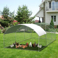 Garvee Metal Chicken Run, 9.8 x 19.7 x 6.6 Ft Metal Chicken Coop for Yard with Waterproof and Anti-Ultraviolet Cover, Dome Roof Walk in Chicken House, Poultry Cage for Hen, Duck and Rabbit - size: 118.1"L x 236.2"W x 78.7"H