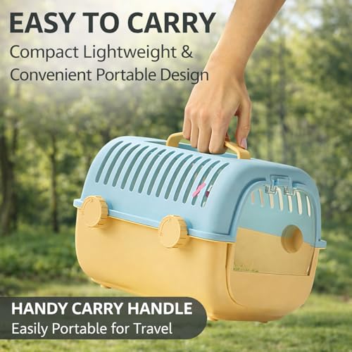 Portable Small Pet Carrier Cage, Hamster Travel Carrier with Handle and Water Bottle, Breathable Easy-Clean Carry Case for Small Animals, Hamsters, Gerbils, Mice, Birds and Small Reptiles