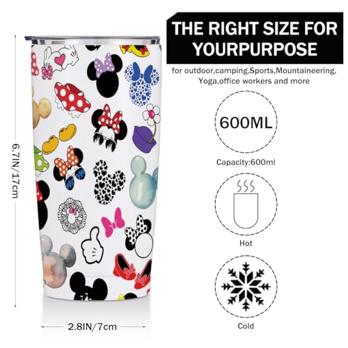 Jztco Magic Cartoon Mouse Inspired Skinny 20 oz Tumbler | Mouse Themed Gifts for Women Girls Friend Sisters Daughter Coffee Mug Insulated Tumblers Thermal Cup for Vacation Trip - color: Multi 1297