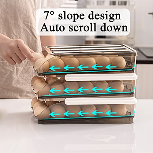 Egg Holder for Refrigerator Auto Scrolling Organizer Plastic Stackable Storage Container Reusable Clear Tray Box Basket Bin Lid Drawer Carrier Keeper(2 Layer) - size: 2 layers