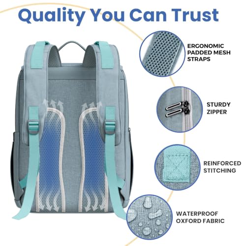 Baby Shower Gifts Diaper Bag Backpack - Large Capacity Baby Bag Backpack, Wide Opening & Easy Access Stylish Baby Diaper Bag - Waterproof, Durable, Travel-Friendly Organizer w/ Foldable Changing Pad - color: L. Light Blue, style: Classic