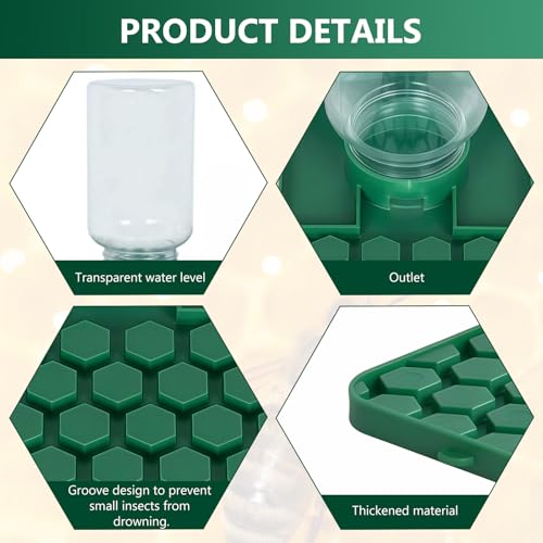 Bee Water Dispenser, Wall or Tree Mounted, for Bees, Butterflies, Hummingbirds and Insects, Green, 2 Pack