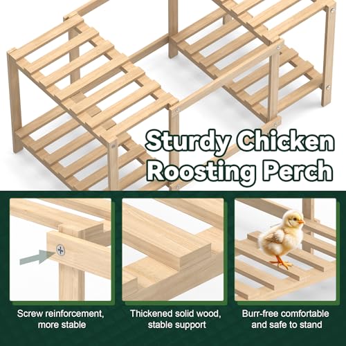 Flehomo Chicken Perch, Wooden Roosting Bars with Ladder for Chicken Coop & Chicken Jungle Gym, Toy for Chicks & Hen Chickens