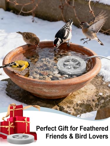 70W Bird Bath Heater for Outdoors in Winter - 77℉~ 109℉ Thermostatic Control, Heated Birdbath Deicer with Auto Shut Off, Chicken Livestock Water Heater