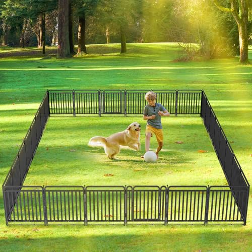 New Thickened Version Dog Playpen, 32 Inch Dog Fences for The Yard, Portable Outdoor Dog Playpen for Large/Medium/Small Dogs, Foldable Metal Dog Dlaypen, with Doors (16 Panels, 32 Inch)