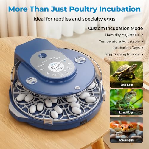 Egg Incubator for Hatching Eggs, 5 Preset Incubation Modes & 1 Custom Mode | Hatch 15 Eggs, Temperature and Humidity Adjustable Function, Automatic Egg Turning for Duck, Chicken, Goose, Pigeon and Quail