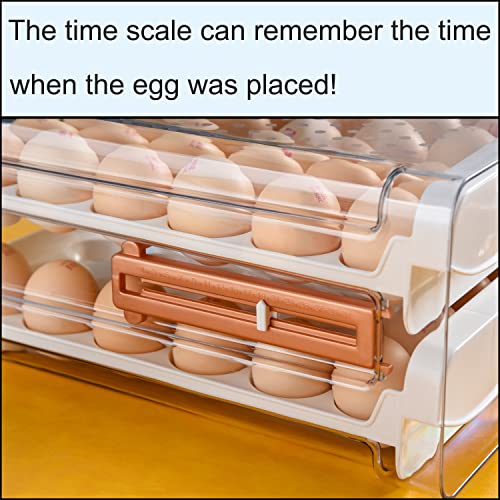 Sooyee Egg Holder for Fridge, Clear, 2 Drawers 40 Eggs | Eggs Organizer for Refrigerator,Space-Saving Egg Container, Clear Acrliy 2-Tier Egg Tray Storage for Kitchen - size: 40 Capacity