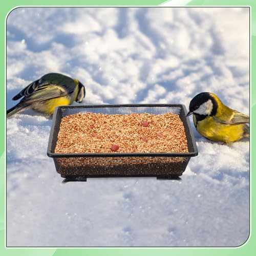 Nuogo 4 Pcs Ground Bird Feeder Tray 7 Inches Platform Bird Feeder for Outside Metal Squirrel Feeders Rust Resistant Mesh Seed Tray Garden Yard Decoration for Outdoor Wild Dove(Square) - style: Square