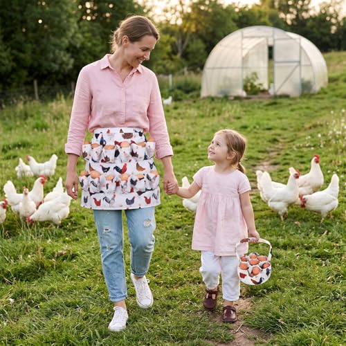 Egg Collecting Apron and Basket, 12 Pouches Chicken Egg Apron with 7 Pouches Basket, Aprons for Fresh Eggs - color: Style 2