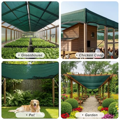 SUNNY GUARD Sun Shade Cloth, 6 x 12 FT Green HDPE Mesh | 85-95% Breathable shade cover creates a cooler space for plants, vegetables, greenhouses, patios, chicken coops, and kennels - color: 90 SHADE-GREEN, size: 6 FT x 12 FT